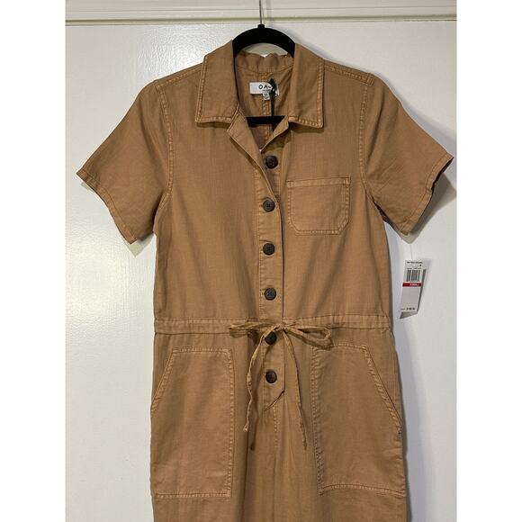 Oat New York Drawstring-Waist Wide Leg Jumpsuit Size XS NWT Dusty Peach Cotton - Picture 5 of 14